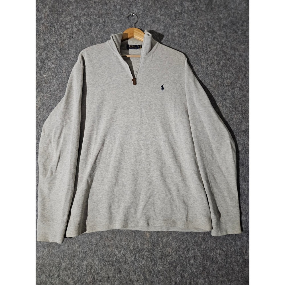 Polo Ralph Lauren Quarter Zip Pullover Men XL Gray Long Sleeve Mock Neck